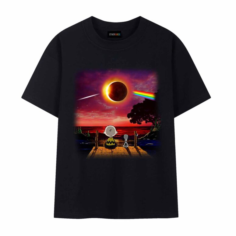 Snoopy Dark side of the moon Eclipse Galaxy Pink Floyd Shirt