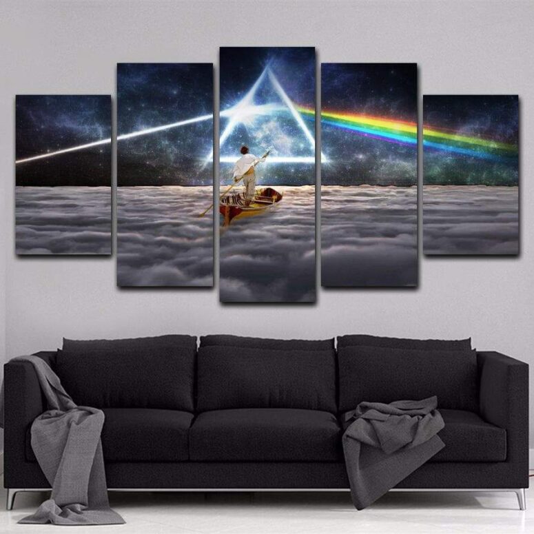 Snoopy And Charlie Brown Looking Dark Side Of The Moon Pink Floyd Canvas