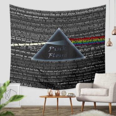 Pink Floyd Lyric Collage Prism Vintage Breathe The Thin Ice Run Like Hell Time Art Tapestry