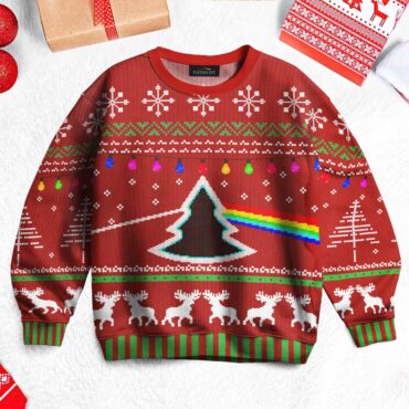 Dark Side Of Christmas Red - Pink Floyd Ugly Christmas Sweater