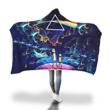 Rick and Morty The Dark Side Of The Moon Pink Floyd Hooded Blanket