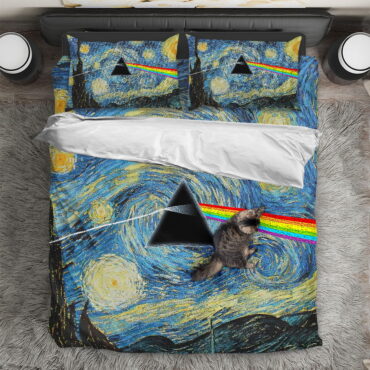 Starry Night Dark Side Of The Moon Van Gogh Pink Floyd Bedding Set