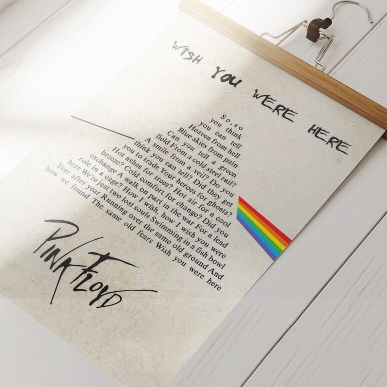 Wish you were here lyric DSOTM Artwork Pink Floyd Poster