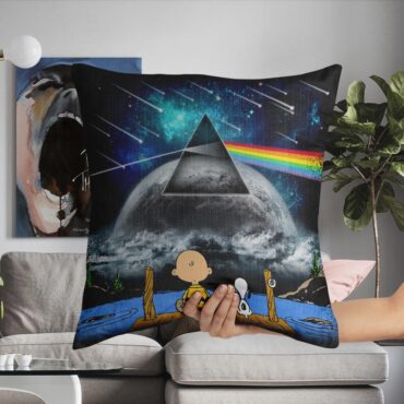 Snoopy And Charlie Brown Looking Dark Side Of The Moon Watch  Pink Floyd Cushion Pillow