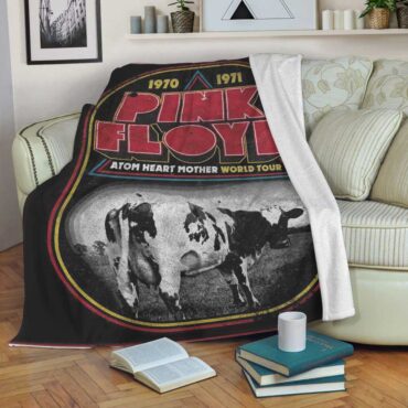 Pink Floyd Fleece Blanket - 1970 1971 Atom Heart Mother World Tour Premium
