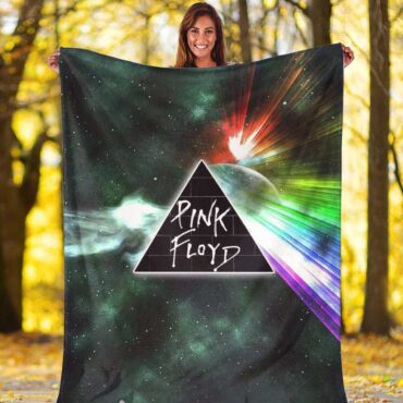 Pink Floyd Fleece Blanket - Dark Side Of Moon Galaxy Green Premium