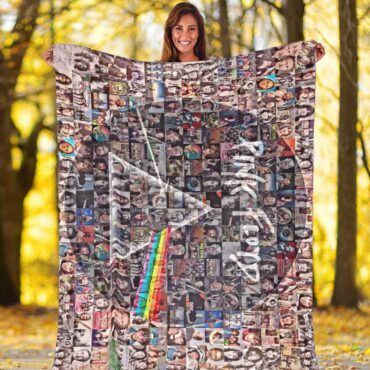 Pink Floyd Fleece Blanket - Photo Mosaic Print Art of All Things Premium