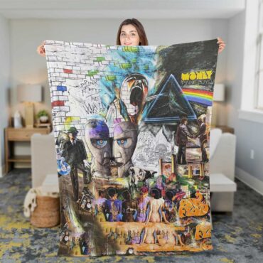 Pink Floyd Fleece Blanket - Pink Floyd Psychedelic Rock Album Cover Premium