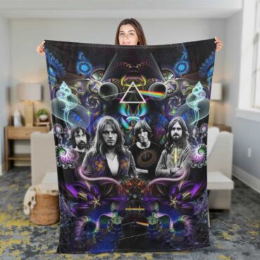 Pink Floyd Fleece Blanket - Dark Side Of The Moon Psychedelic Abstract Art Premium