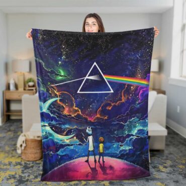 Pink Floyd Fleece Blanket - Rick and Morty The Dark Side Of The Moon Premium