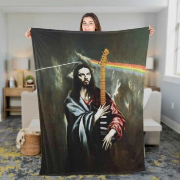 Pink Floyd Fleece Blanket - The Prophecy Of Prog, David Gilmour Jesus Premium