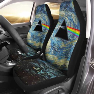 Pink Floyd Car Seat Cover Airbag Compatible - Starry Night Dark Side Of The Moon Van Gogh