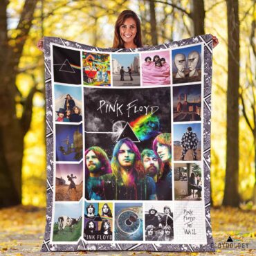 Pink Floyd Fleece Blanket - DSOTM Animals Atom Heart Mother Album Collage Vintage