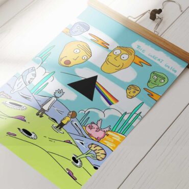 Pink Floyd Poster - Rick and Morty Looking to DSOTM