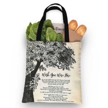 Pink Floyd Tote Bag - Wish You Were Here Lyric Vintage Tree