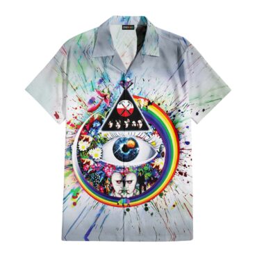 Pink Floyd Collage The Wall Pulse DSOTM Flower Diamond Ring Of Rainbow Hawaiian Shirt