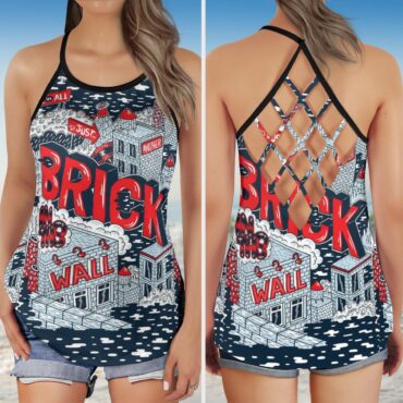Just Brick In The Wall Pink Floyd Criss Cross Tank Top