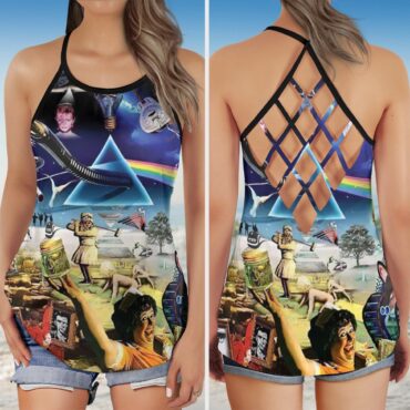 Music is always by your side Pink Floyd Criss Cross Tank Top
