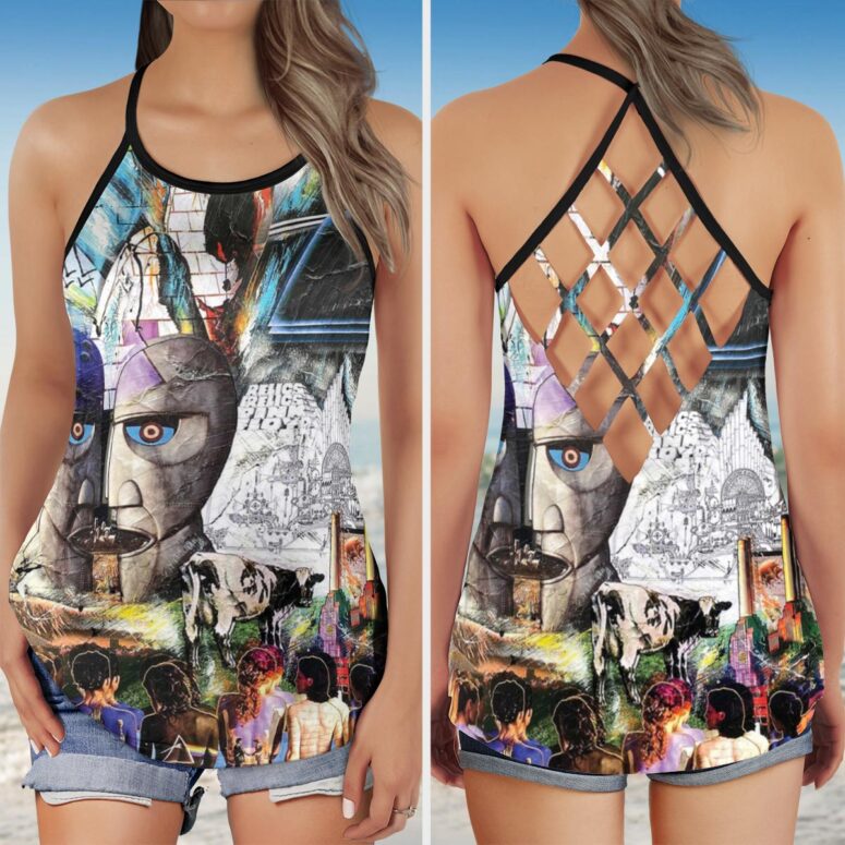 Pink Floyd Psychedelic Rock Album Cover Criss Cross Tank Top