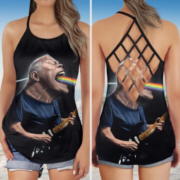 Pink Floyd David Gilmour Guitar Art Criss Cross Tank Top