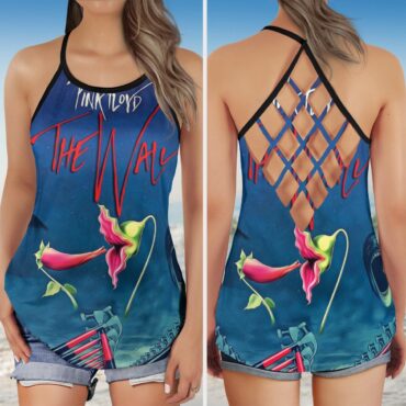The Wall Hammer Flower Screaming Face Pink Floyd Criss Cross Tank Top