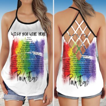 Wish You were here lyric Art Pink Floyd Criss Cross Tank Top
