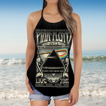 Dark Side of The Moon Tour 1973 Radio City Music Hall Concert New York Pink Floyd Criss Cross Tank Top