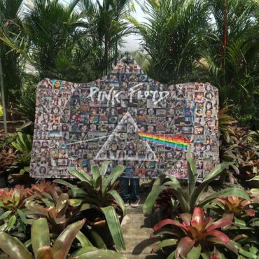 Pink Floyd Photo Mosaic Print Art of All Things Hooded Blanket