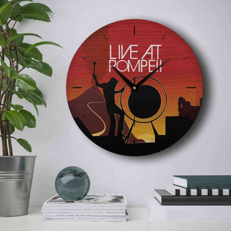 Pink Floyd Wooden Clock - Live At Pompeii