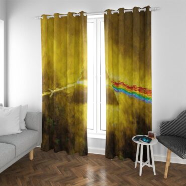 Pink Floyd Window Curtains - Golden Dark Side Of The Moon