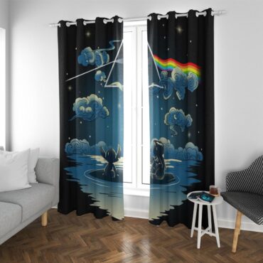 Pink Floyd Window Curtains - Lilo And Stitch Starry Sky Dark Side Of The Moon