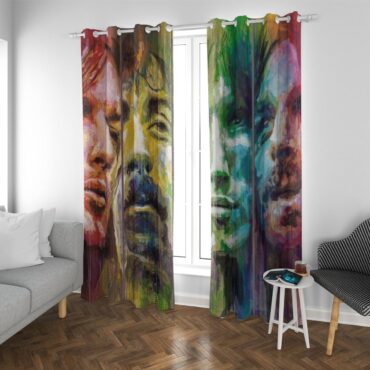 Pink Floyd Band Water Color Art Window Curtains