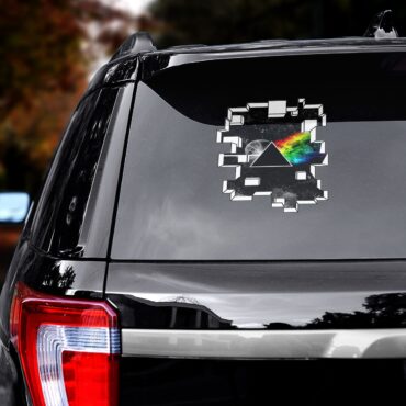 Dark Side of the Moon Galaxy Break Wall White Pink Floyd Car Sticker Decal
