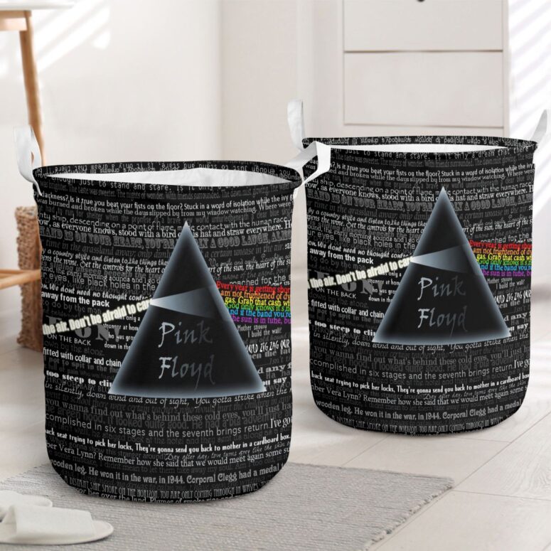 Pink Floyd Lyric Collage Prism Vintage Laundry Basket