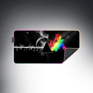 Dark Side Of the Moon in Space Digital Art Magic RGB Pink Floyd Luminous Mouse Pad Led