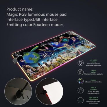 Music is always by your side Magic RGB Pink Floyd Luminous Mouse Pad Led