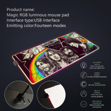 Pink Floyd The dark side of the moon Illustration Magic RGB Luminous Mouse Pad Led