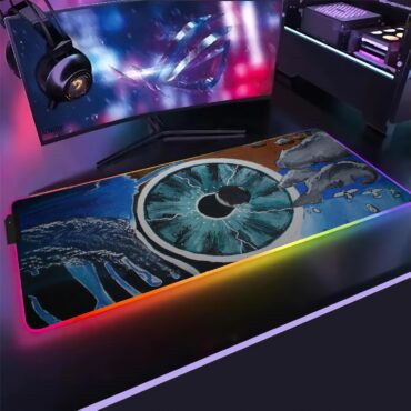 Pulse Hand Drawing Art Magic RGB Pink Floyd Luminous Mouse Pad Led