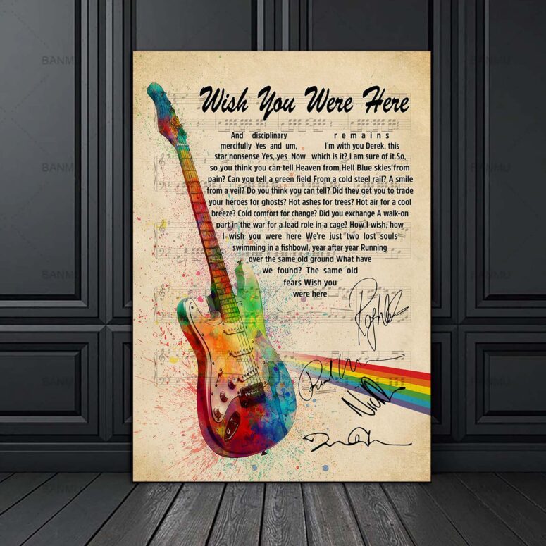 Wish You Were Here Pink Floyd Sign Guitar Canvas