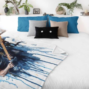 Charlie Roy ArtDavid Gilmour Oil Painting Pink Floyd Velveteen Plush Blanket