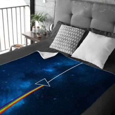 Dark Side Of The Moon Art Blue Pink Floyd Velveteen Plush Blanket