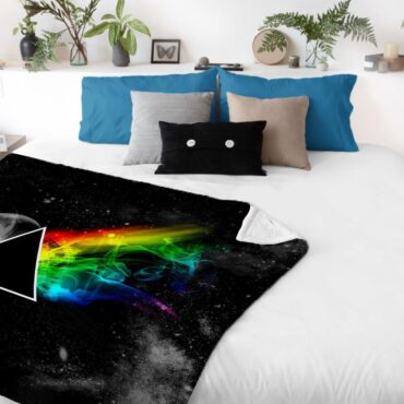 Dark Side Of the Moon in Space Pink Floyd Velveteen Plush Blanket
