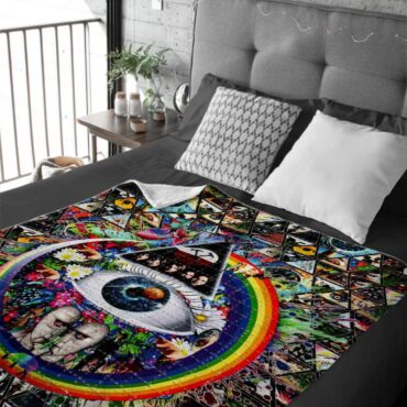 Album Cover Ring Collage Blotter Art Pink Floyd Velveteen Plush Blanket