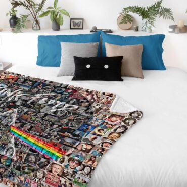 Pink Floyd Photo Mosaic Print Art of All Things Velveteen Plush Blanket