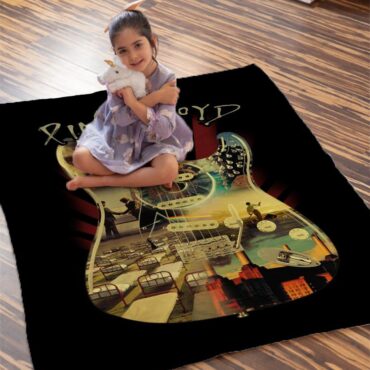 Pink Floyd and Guitar Art Velveteen Plush Blanket