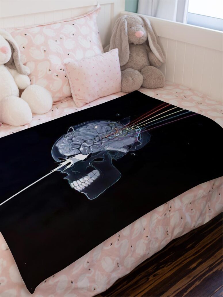 Skulll Dark Side Of The Moon Pink Floyd Velveteen Plush Blanket