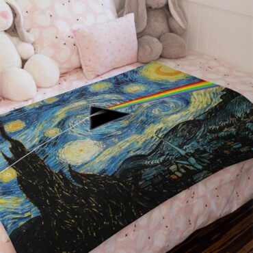 Starry Night Dark Side Of The Moon Van Gogh Pink Floyd Velveteen Plush Blanket