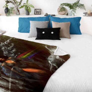 The Dark Side Of The Moon Lady Illustration Pink Floyd Velveteen Plush Blanket