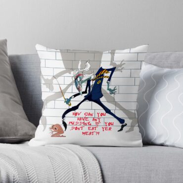 How Can You Have Any Pudding If You Dont Eat Your Meat  Pink Floyd Cushion Pillow