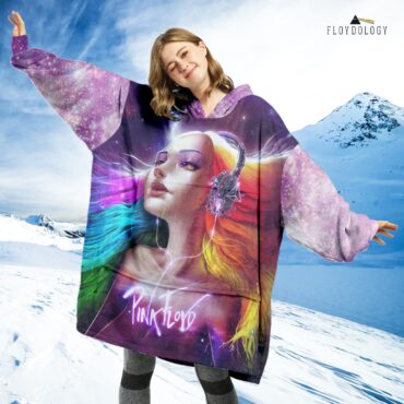 Gorgeous Girl Listen to Pink Floyd Art Oodie Hoodie - Oversized Hoodie Blanket
